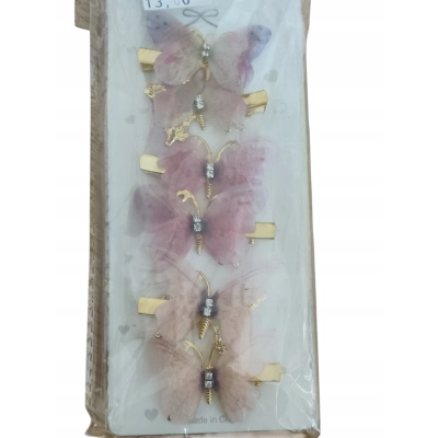 Spinki do włosów dla dziewczynki motylki motyle róż zieleń 343 12szt