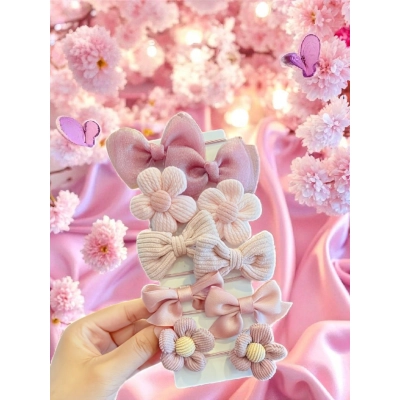 Gumki do włosów kwiaty i kokardki 343 22szt