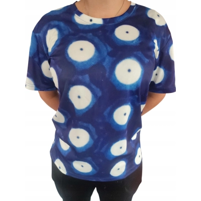 Koszulka granat unisex wzór ceramika Bolesławiec 42 rozmiar XL
