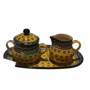 Komplet cukiernica mlecznik podstawka Ceramika Bolesławiec 859/2