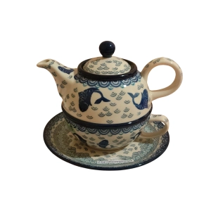 Komplet C01 filiżanka spodek czajniczek Ceramika Bolesławiec 2386/2