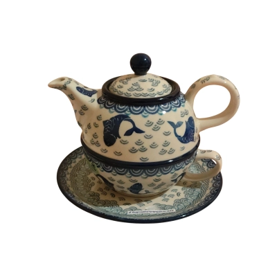 Komplet C01 filiżanka spodek czajniczek Ceramika Bolesławiec 2386/2