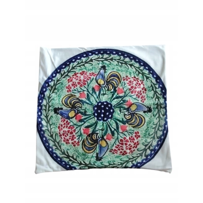 Poszewka na poduszkę 50*50 na wzór ceramika Bolesławiec kury/2