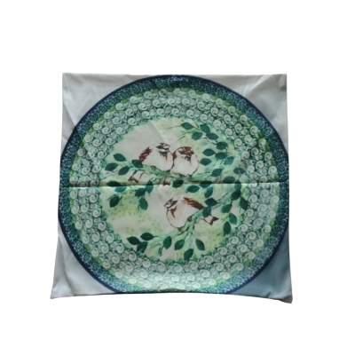 Poszewka na poduszkę 50*50 na wzór ceramika Bolesławiec zielen/2