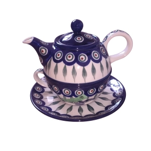 Komplet C01 filiżanka spodek czajniczek Ceramika Bolesławiec 56